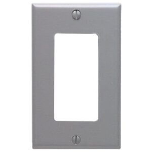 Leviton 80401-GY 1-Gang Decora/GFCI Device Decora Wall Plate/Faceplate, Standard Size, Thermoset, Device Mount, Gray