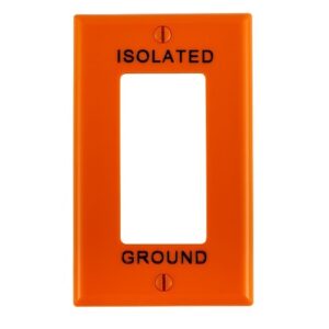Leviton 80401-IG 1-Gang Standard Size Decora Isolated Ground Wallplate, Orange