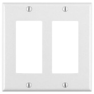 Leviton 80409-W 2-Gang Decora/GFCI Device Decora Wall Plate/Faceplate, Standard Size, Thermoset, Device Mount White