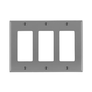 Leviton 80411-NGY Wall Plate, Standard Size, Three-Gang Decorator Style, Gray