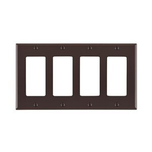 Leviton 80412-N Wall Plate, Standard Size, 4-Gang Decorator Style, Brown