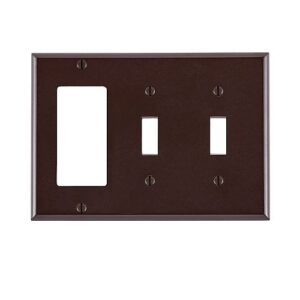 Leviton 80421 Wall Plate, Three Gangs, Two Toggle Switches, One Decorator Opening, Brown
