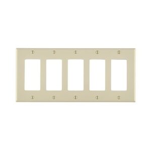Leviton 80423-NT 5-Gang Decora Thermoplastic Wall Plate