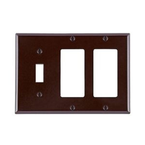 Leviton 80431 Wall Plate, 3-Gang, 1 Toggle and 2 Decorator Openings, Brown