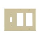 Leviton 80431-I Wall Plate, 3-Gang Design for One Toggle and Two Decorator Openings, Ivory