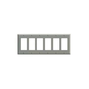 Leviton 80436-GY Wall Plate, Gray, Six Gang Decora