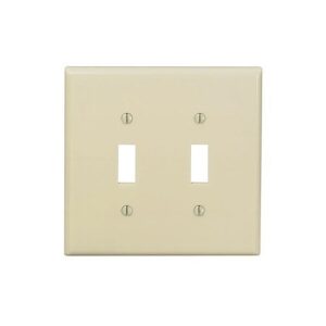 Leviton 80509-I 2-Gang 2-Toggle Midway Size Wall Plate, Ivory