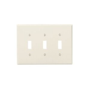 Leviton 80511-T 3-Gang 3-Toggle Midway Size Wall Plate, Light Almond
