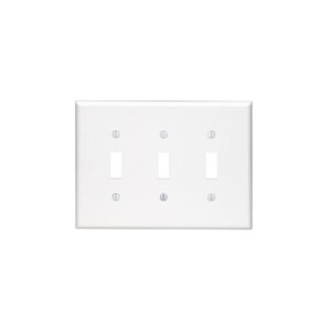 Leviton 80511-W 3-Gang 3-Toggle Midway Size Wall Plate, White
