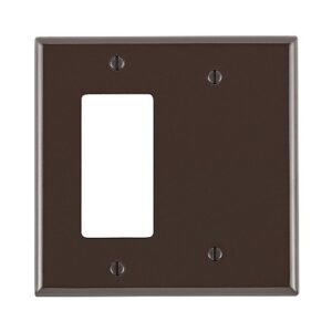 Leviton 80608 Wall Plate, 2-Gang Midway Size, Blank and Decorator, Strap Mount, Brown