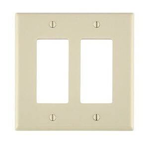 Leviton 80609-T Decora Dual-Gang Midway Size Wallplate, Light Almond