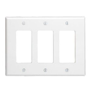 Leviton 80611-00W3-Gang Decora/GFCI Device Decora Wall Plate/Faceplate, Midway Size, Thermoset, Device Mount, White