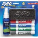 Expo 80653 Dry Erase Marker Starter Set Chisel Tip, with Eraser and Cleaning Spray