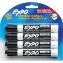 Expo 80661 Low Odor Dry Erase Markers, Chisel Tip, Black, 4-Pack