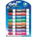 Expo 80678 Low Odor Dry Erase Markers, Chisel Tip, Assorted Colors, Box, 8-Pack