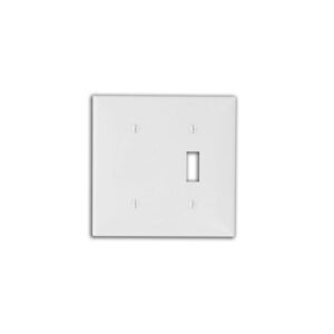 Leviton 80706-I Wall Plate, 2-Gang, One Toggle and One Blank Strap Mount, Ivory