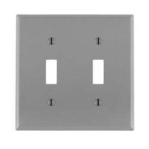 Leviton 80709-GY Wall Plate, 2-Gang Toggle Switch, Gray