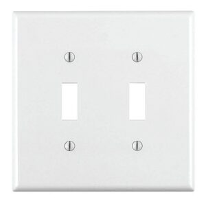 Leviton 80709-W 2-Gang Toggle Switch Wall Plate, White