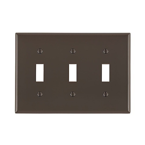 Leviton 80711 Wall Plate, 3-Gang Toggle Switch, Brown