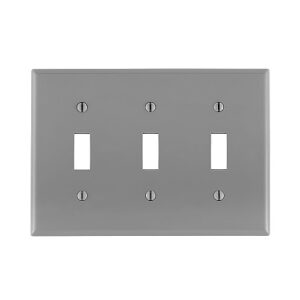 Leviton 80711-GY Wall Plate, 3-Gang Toggle Switch, Gray