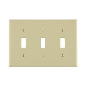 Leviton 80711-I Wall Plate, 3-Gang Toggle Switch, Ivory