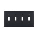 Leviton 80712-E Wall Plate, 4-Gang Toggle Switch Configuration, Black