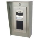 Pedestal Pro 814HOU-PRO-001-CRS-N 8" 14" Portrait Steel Housing, nickel powder coated, 14 gauge steel, 3" deep back box, 3.5" overhang