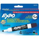 Expo 82074 Low Odor Dry Erase Markers, Bullet Tip, Black, 4-Pack