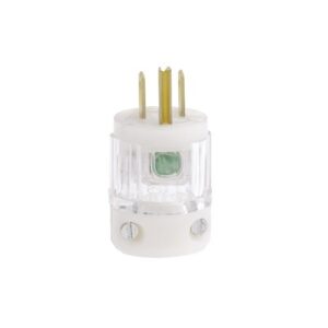 Leviton 8215-CT Power Plug, Clear Plug HG 2P3W 5-15P with Screws, Rated for 15A 125V