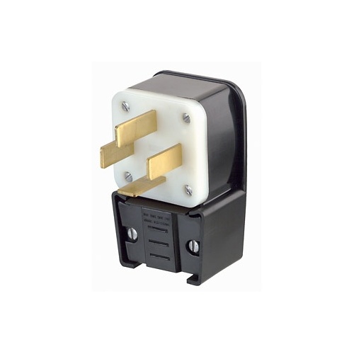 Leviton 8362-P Straight Blade Plug, Industrial Grade, NEMA 18-60P, 4P, 4W, 60A, 120/208V, Black