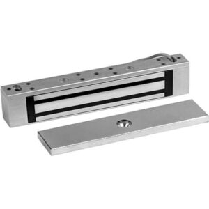 RCI 8375 Surface MicroMag Electromagnetic Lock for Swinging Doors on Small Enclosures, 300 lb, 12/24VDC, Brushed Anodized Aluminum