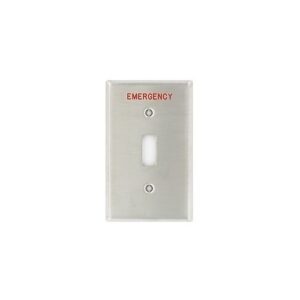Leviton 84001-E40 SS WP 1G TGL Engraved Emergency Faceplate, Stainless Steel