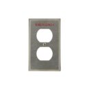 Leviton 84003-E40 1-Gang Duplex Wallplate, Standard Size, Device Mount, Red 'EMERGENCY' Lettering, Non-Magnetic Stainless Steel