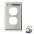 Leviton 84003-G40 1 Gang 302 Stainless Steel GFCI Duplex Wall Plate, Standard and Weatherproof