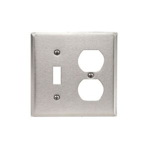 Leviton 84005 2-Gang Stainless Steel Wall Plate for 1 Toggle and 1 Duplex Outlet