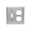 Leviton 84005-40 Wall Plate, Satin 302 Stainless Steel, Accommodates One Duplex and One Toggle Switch