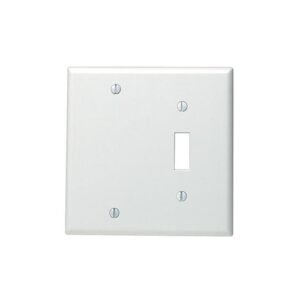 Leviton 84006-40 2-Gang Stainless Steel Metal Wall Plate, Satin Finish, Toggle and Blank Configuration