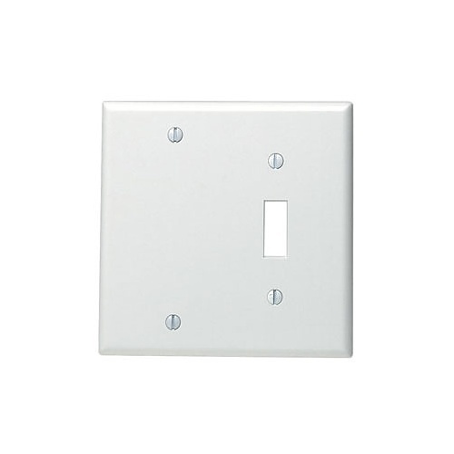 Leviton 84006-40 2-Gang Stainless Steel Metal Wall Plate, Satin Finish, Toggle and Blank Configuration
