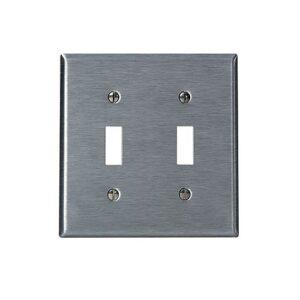 Leviton 84009-40 2-Gang Toggle Wall Plate, Satin 302 Stainless Steel