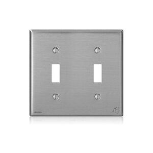 Leviton 84009-A40 Stainless Steel Antimicrobial Wall Plate, Standard Size, 2-Gang Toggle