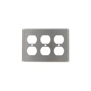 Leviton 84030-40 3-Gang 302 Stainless Steel Duplex Wall Plate, Standard and Weatherproof