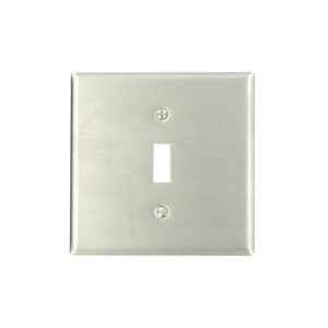 Leviton 84040-40 2-Gang Stainless Steel Metal Wall Plate, Satin Finish, Single Toggle