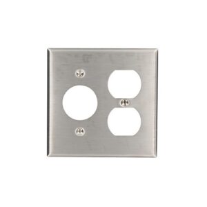 Leviton 84046-40 Wall Plate, Satin 302 Stainless Steel, Two-Gang Configuration