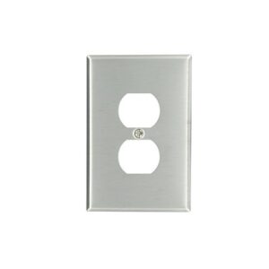 Leviton 84103 Oversized 1-Gang Stainless Steel Wall Plate, Satin Finish, Duplex Outlet