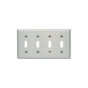 Leviton 84112-40 4-Gang Oversized Stainless Steel Wall Plate