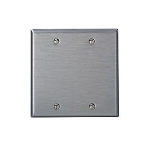 Leviton 84125-40 2-Gang Blank Device Wall Plate, Oversized, Non-Magnetic Stainless Steel
