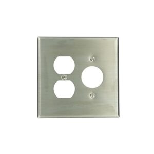 Leviton 84146-40 Wall Plate, Stainless Steel, Oversized 1.406-Inch Holes for Duplex and Single Receptacles