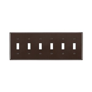 Leviton 85036 Wall Plate, 6 Gangs and 6 Toggles, Brown
