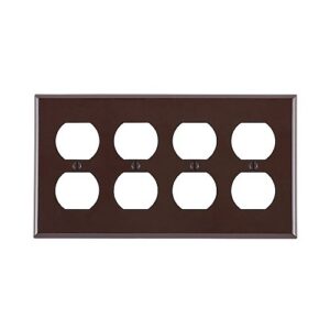 Leviton 85041 Wall Plate, Standard Size, 4 Gangs, 4 Duplex Openings, Brown
