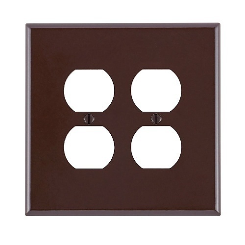 Leviton 85116 Oversized Brown Wall Plate for Two Duplex Outlets, Two-Gang Setup